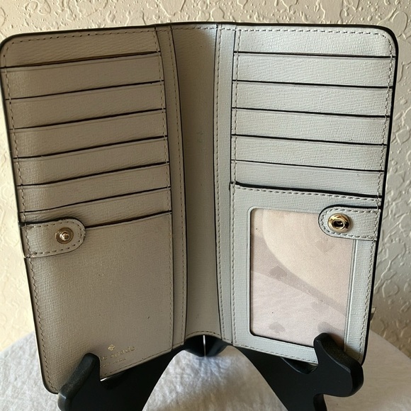 Kate Spade: Black with silver inside wallet- 12 card slot with ID area- coin zip - Picture 4 of 16